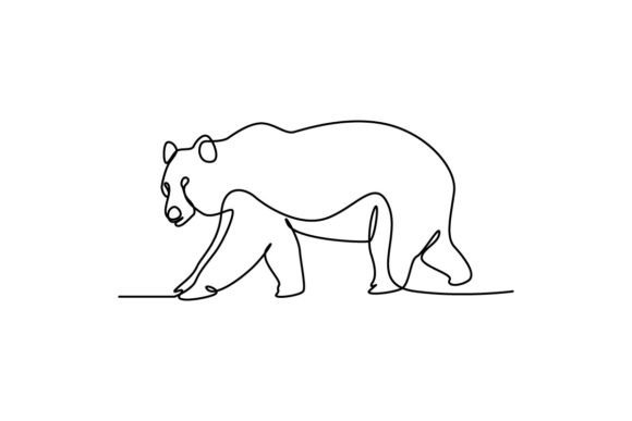 Bear Continuous Line Art: Minimalist Wildlife Design