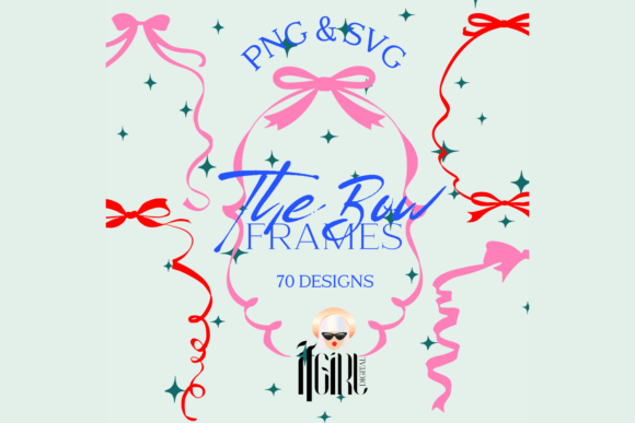Coquette Ribbon Bow Frames Clipart