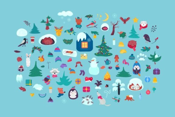 Cozy Winter Forest Set: A Magical Collection for Holiday Creativity