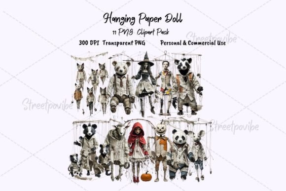 Creepy Paper Doll Art Clipart PNG Pack: A Versatile Tool for Modern Creators