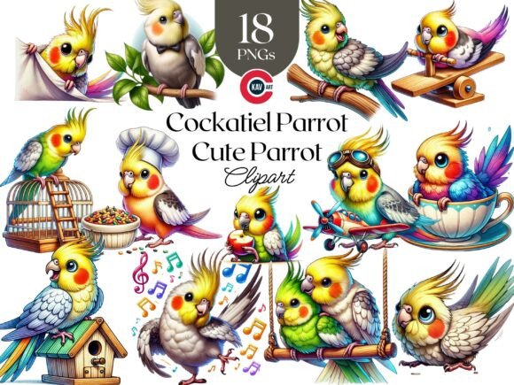Cute Cockatiel Parrot Clipart for Creative Expression