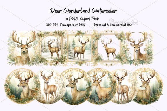Deer Winterland Watercolor Clipart PNG: A Versatile Tool for Creative Workflows