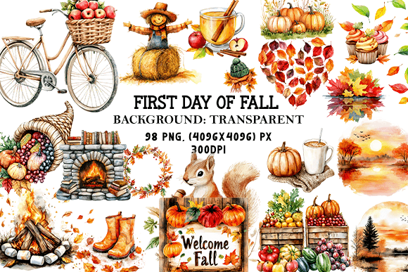 First Day of Fall Clipart Bundle