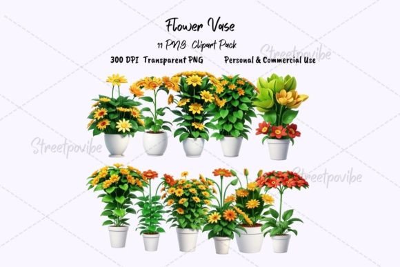 Flower Vase 3d Clipart PNG Pack: A Versatile Design Resource