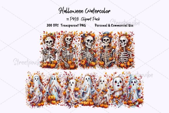 Halloween Skull Ghost PNG Pack Clipart: A Versatile Tool for Creative and Business Projects