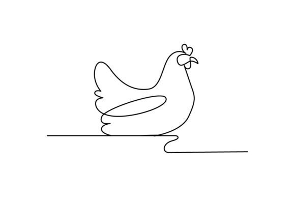 Hen Continuous Line Art for Creative Workflow Integration
