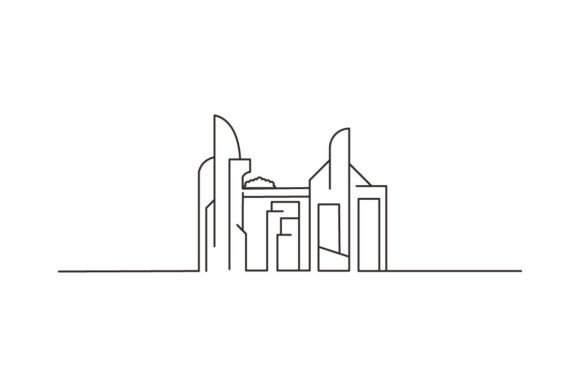 Modern City Continuous Line Art