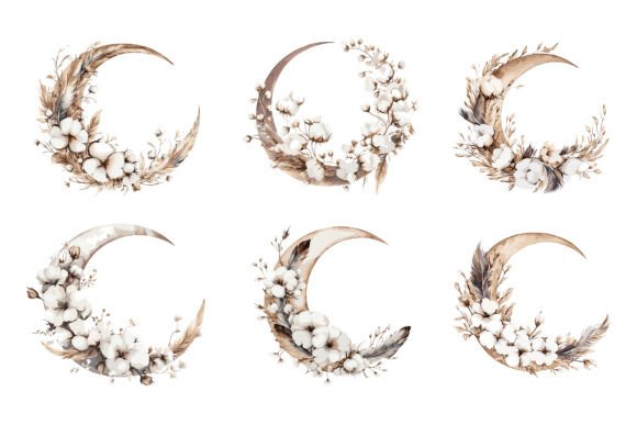 Moon Shaped Wreath with Cotton Flower: A Versatile Decorative Design