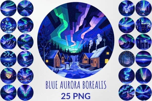 Mosaic Blue Aurora Borealis Sublimation: A Cosmic Canvas for Creative Expression