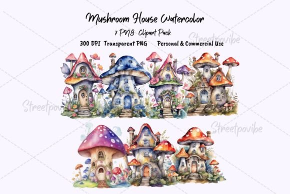 Mushroom House Watercolor Clipart PNG: A Strategic Design Asset for Creative Professionals