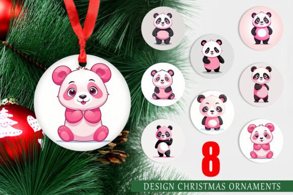 Ornament Pink Panda Valentine and Christmas Ornaments PNG: A Creative and Practical Design for Holiday Decor