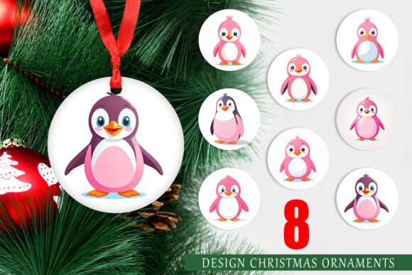 Ornament Pink Penguin Valentine Christmas Ornaments PNG: A Festive and Practical Design for Your Holiday Decor