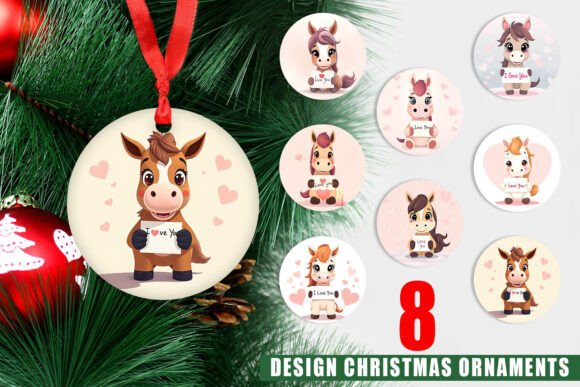 Ornament Valentine Horse Cartoon