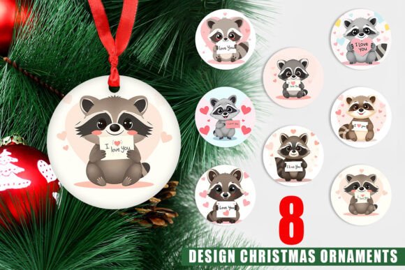 Ornament Valentine Raccoon Cartoon: A Festive and Creative Christmas Design