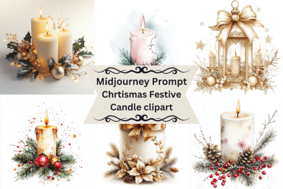 Prompt Chrtismas Festive Candle Clipart