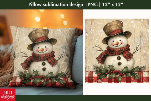 Snowman Retro Christmas Illustration: A Timeless Touch for Modern Decor