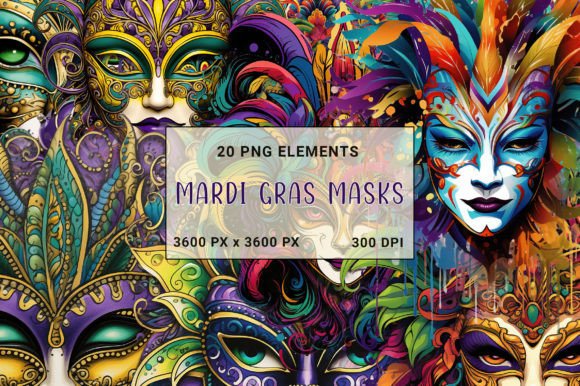 Vibrant Mardi Gras Mask Collection