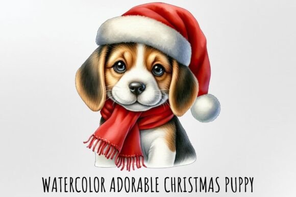 Watercolor Adorable Christmas Puppy: A Festive Addition to Your Creative Projects