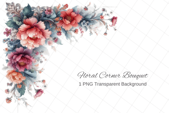 Watercolor Floral Corner Border PNG