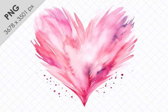 Watercolor Pink Heart - Romantic PNG