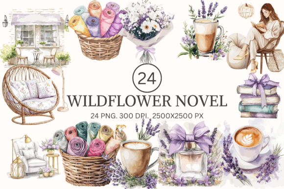 Watercolor Wildflower Novel Clipart: A Botanical Art Collection for Creative Projects