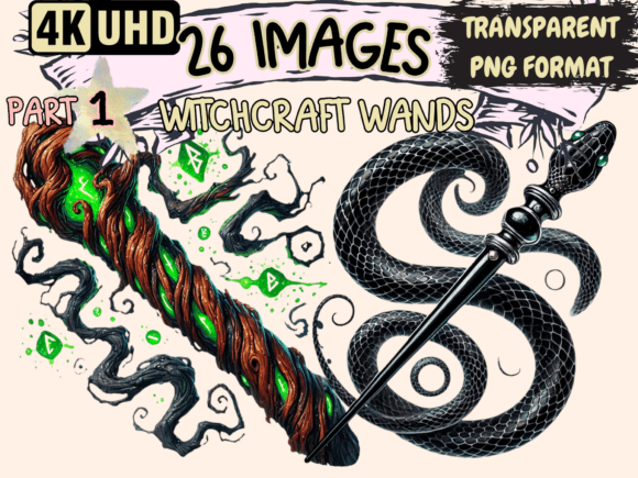 Witchcraft Wands Clipart P1